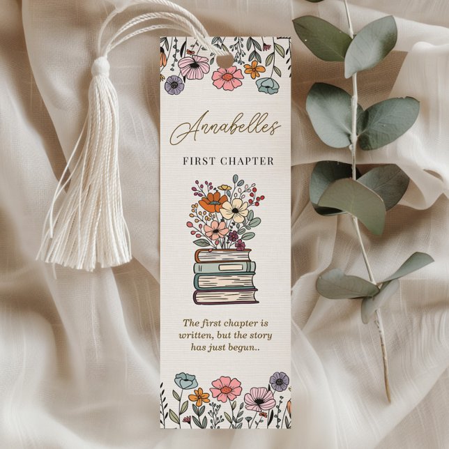 Boho New Chapter Wildflower Book Girls Birthday   Bookmarks (Creator Uploaded)
