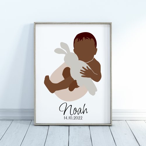 Boho Newborn  Baby Boy Name Nursery Poster