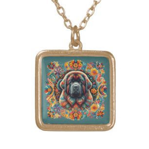 Boho newfoundland emblem gold plated necklace