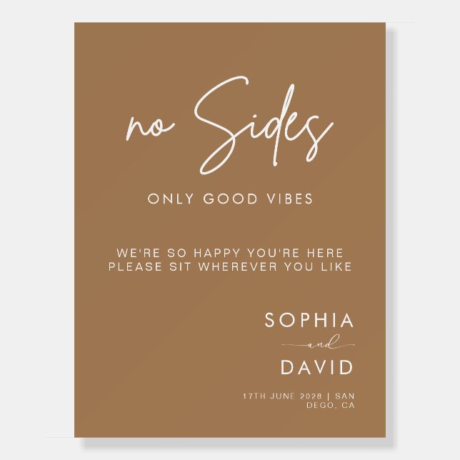 Boho No sides Just Good Vibes Wedding Seating Sign (Front)