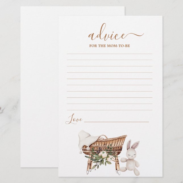 Boho Nursery Advice for Mom To Be card (Front/Back)