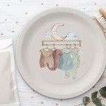 Boho Nursery Baby Clothes Gender Neutral Paper Plates<br><div class="desc">Boho Nursery themed paper plates. This gender neutral baby shower design has nursery illustration of baby clothes with moon star and cloud ornaments. Watercolor design in rustic earth tones and muted colors. Please browse my Boho Nursery baby shower collection for co-ordinating invitations, stationery and day of event decor or, message...</div>