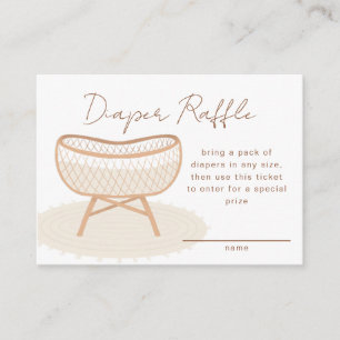 Boho Nursery Baby Shower Diaper Raffle Rattan Crib Enclosure Card
