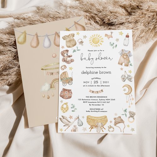 Boho Nursery Baby Shower Gender Neutral Invitation