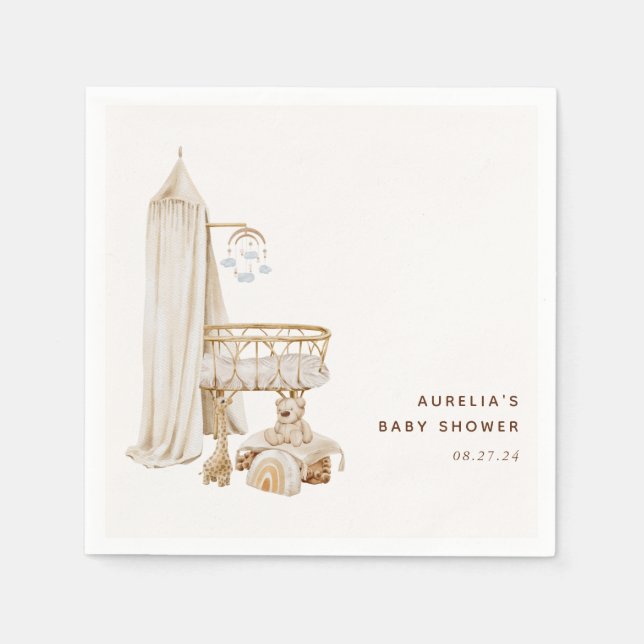 Boho Nursery Baby Shower Napkins (Front)