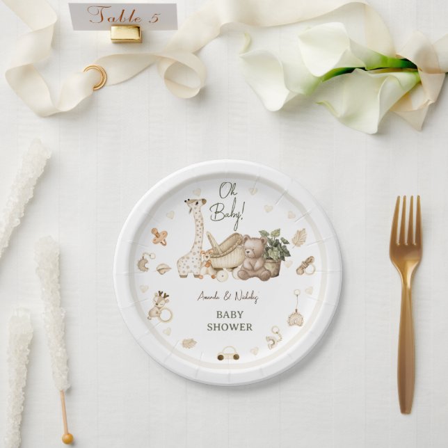 Boho Nursery Baby Shower Paper Plates (Wedding)