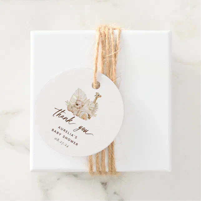 Boho Nursery Baby Shower Thank You Favor Tags | Zazzle
