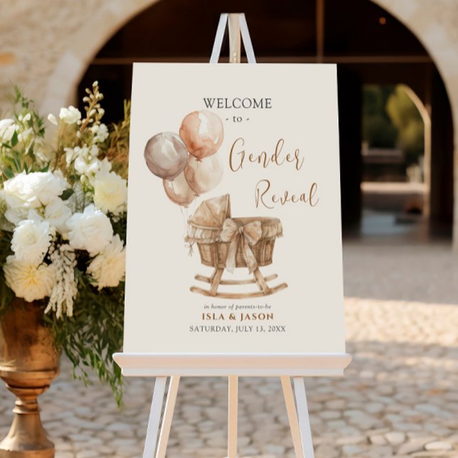 Boho Nursery Beige Balloons Welcome Gender Reveal Foam Board (Creator Uploaded)