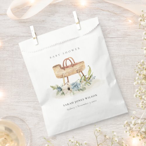 Boho Nursery Blue Floral Bassinet Baby Shower Favor Bag