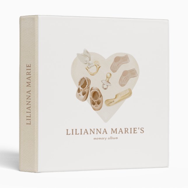 Boho Nursery Chic Baby Memory Album 3 Ring Binder (Front/Spine)