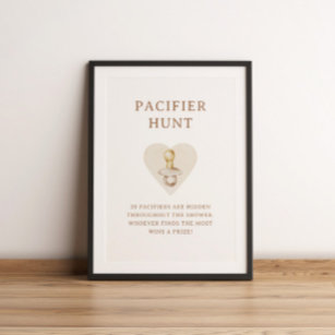 Boho Nursery Chic Baby Shower Pacifier Hunt Poster