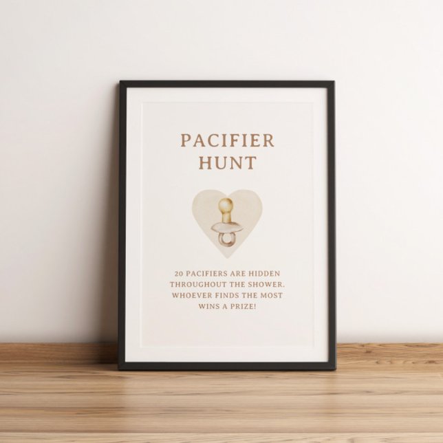 Boho Nursery Chic Baby Shower Pacifier Hunt Poster (Creator Uploaded)