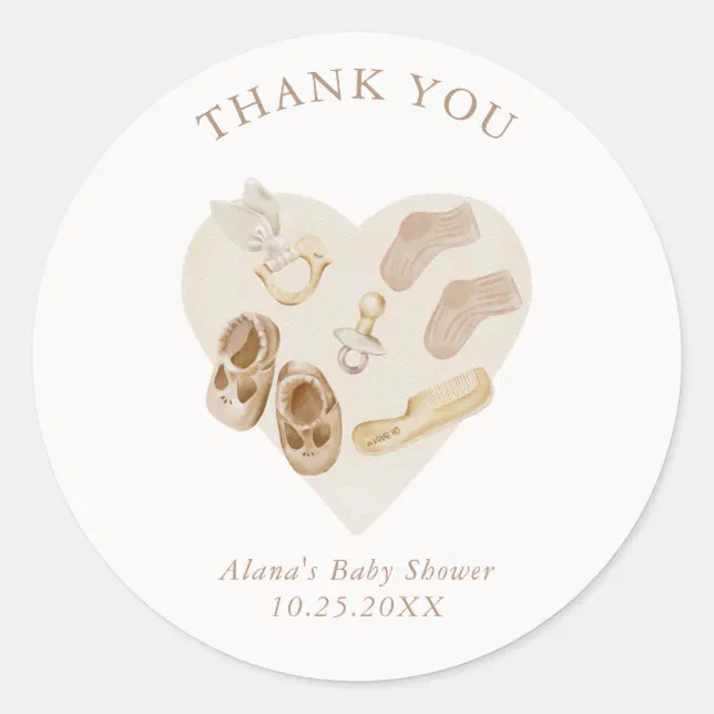 Boho Nursery Chic Baby Shower Thank You Classic Ro Round Sticker | Zazzle