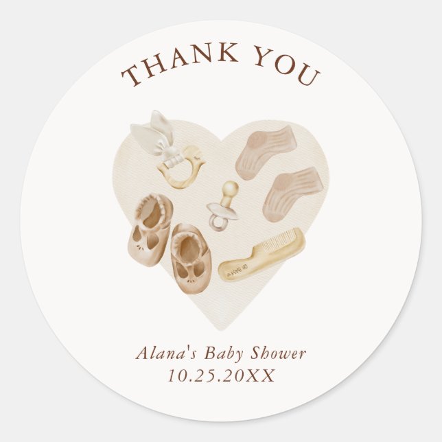 Boho Nursery Chic Baby Shower Thank You Classic Round Sticker (Front)