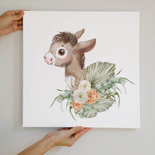 Boho Nursery Dcor _ Cute Donkey Faux Canvas