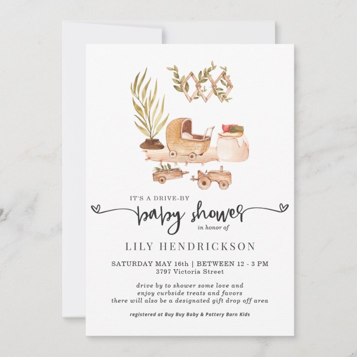 Boho Nursery DriveBy Baby Shower Invitation Zazzle