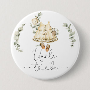 Boho nursery eucalyptus girl shower Uncle to be Button