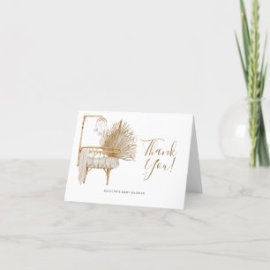 Boho Nursery Gender Neutral Baby Shower Letterpress Thank You Card
