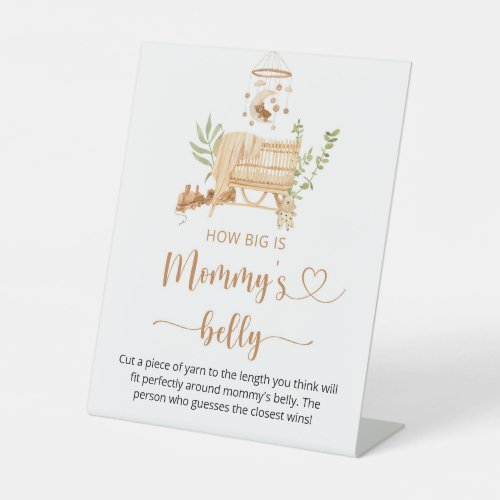 Boho nursery How big is mommys belly Pedestal Sign