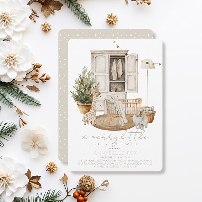 Boho Nursery Merry Little Baby Shower Invitation (Creator Uploaded)