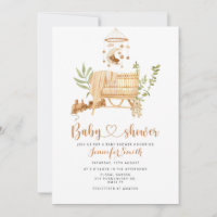 Boho nursery mobile baby shower  invitation