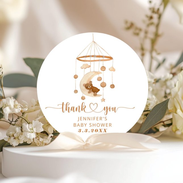 Boho nursery mobile thank you classic round sticker (Creator Uploaded)
