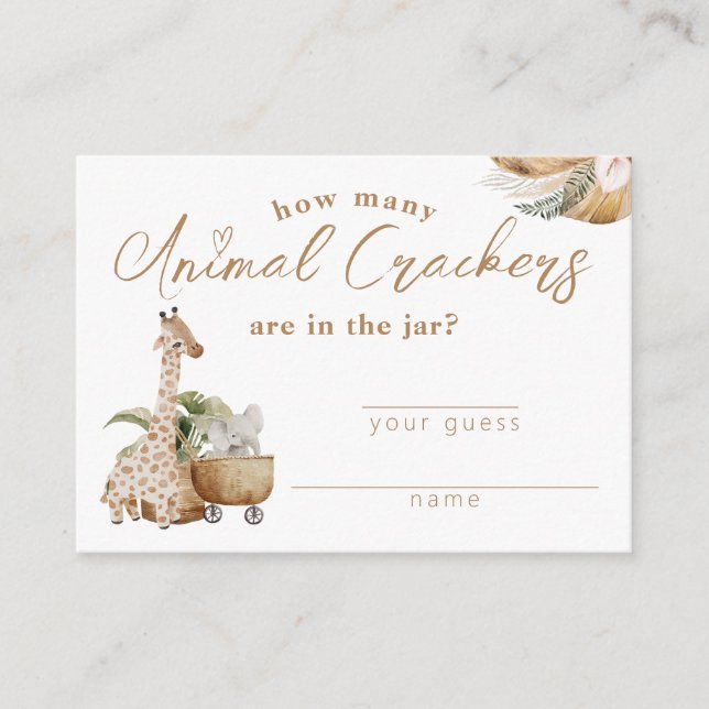Boho Nursery Modern Baby Shower Animal crackers Enclosure Card (Front)
