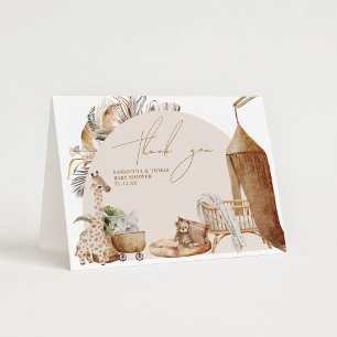 Boho Nursery Modern Elegant Baby Shower  Letterpress Thank You Card
