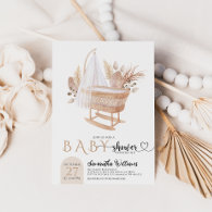 Boho Nursery Pampas Grass Girl Baby Shower Invitation