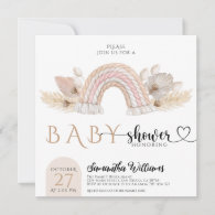 Boho Nursery Pampas Grass Girl Baby Shower  Invitation