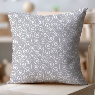 Boho Nursery Pillow Pastel Gray Swirls Cozy Touch
