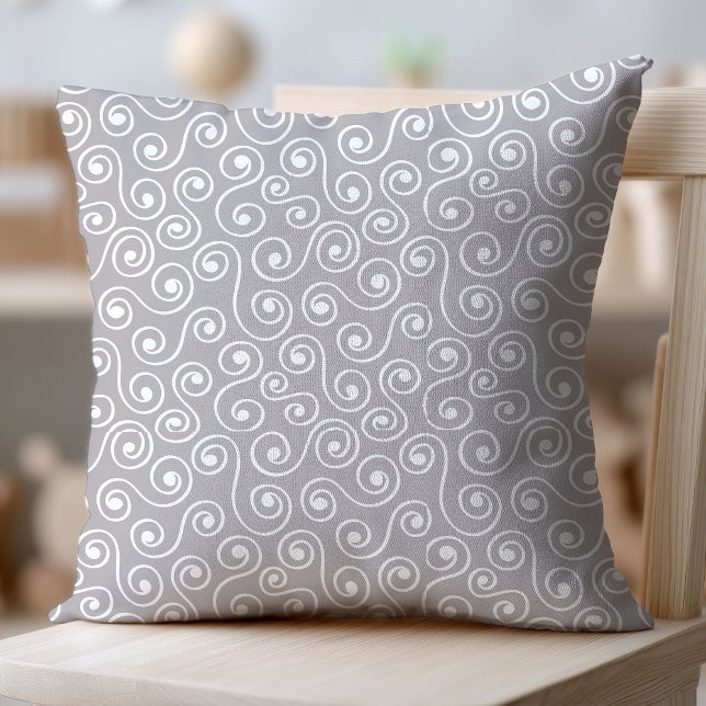 Boho Nursery Pillow Pastel Gray Swirls Cozy Touch (Boho Nursery Pillow Pastel Gray Swirls Cozy Touch)