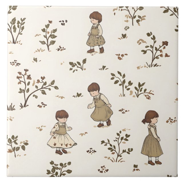 Boho Nursery Storybook Ceramic Tile (Front)