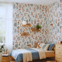 Boho Nursery Wallpaper Neutral Rainbow and Botanic