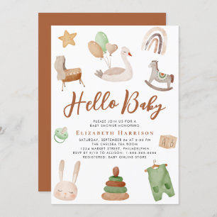 Boho Nursery Watercolor Terracotta Baby Shower Invitation