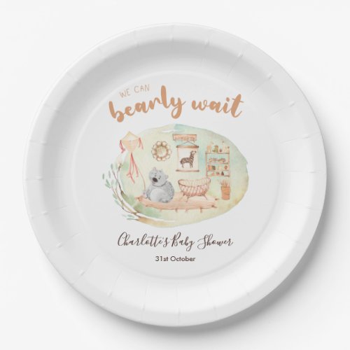 Boho Nursery We Can Bearly Wait Baby Shower Paper  Paper Plates
