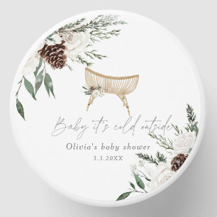 Boho nursery winter evergreen baby shower mini candle favors
