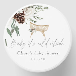 Boho nursery winter evergreen baby shower mini candle favors
