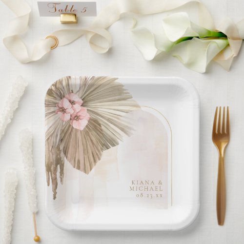 Boho Oasis Floral Arch Wedding ID959 Paper Plates