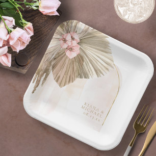 Boho Oasis Floral Arch Wedding ID959 Paper Plates