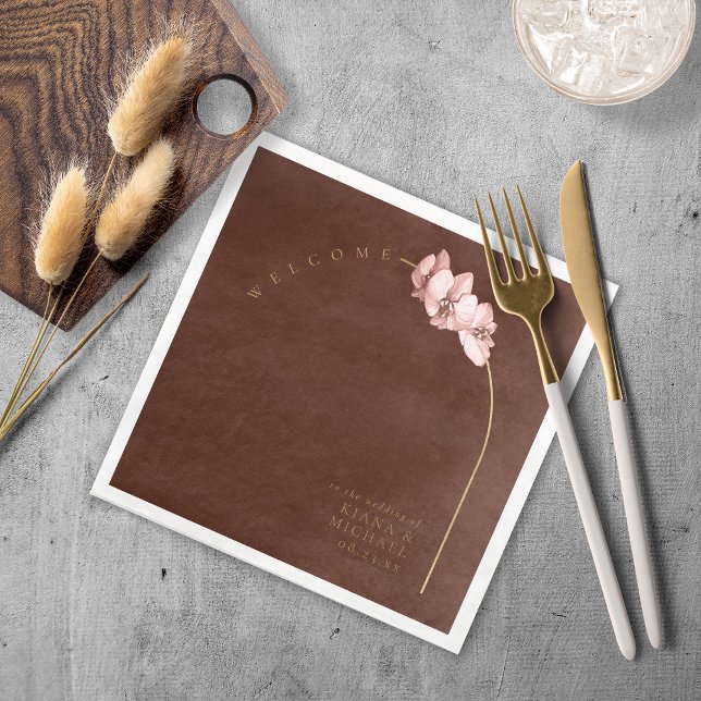 Boho Oasis Orchid Arch Wedding Welcome ID959  Paper Dinner Napkins (Creator Uploaded)