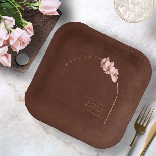 Boho Oasis Orchid Arch Wedding Welcome ID959 Paper Plates