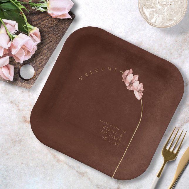 Boho Oasis Orchid Arch Wedding Welcome ID959  Paper Plates (Creator Uploaded)