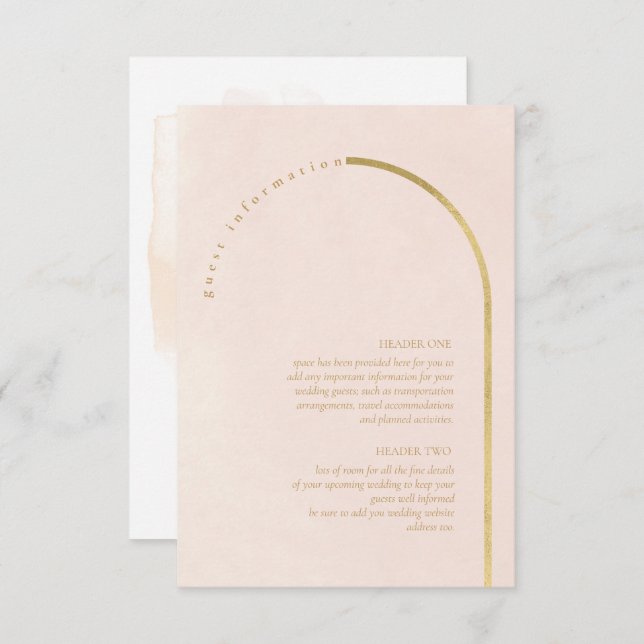 Boho Oasis Wedding Details Blush ID959 Enclosure Card (Front/Back)