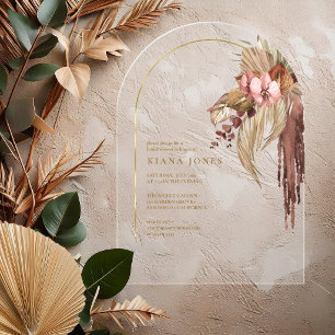 Boho Oasis Wedding Floral Bridal Shower ID959 Acrylic Invitations