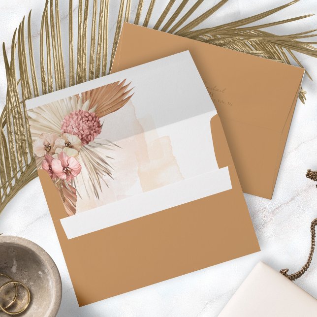 Boho Oasis Wedding Floral Sienna ID959 Envelope (Interior/Back In Situ)