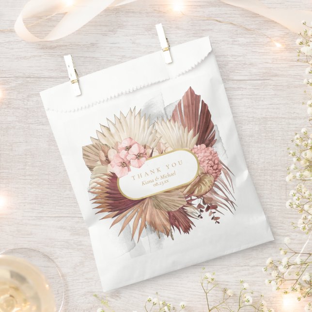 Boho Oasis Wedding Floral Thank You V2 ID959 Favor Bag (Clipped)