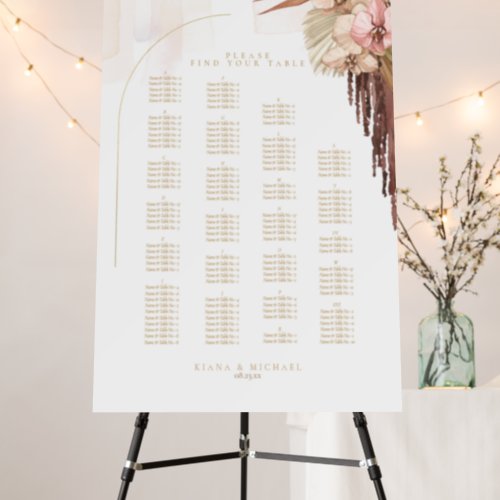 Boho Oasis Wedding Seating Chart ID959 Foam Board