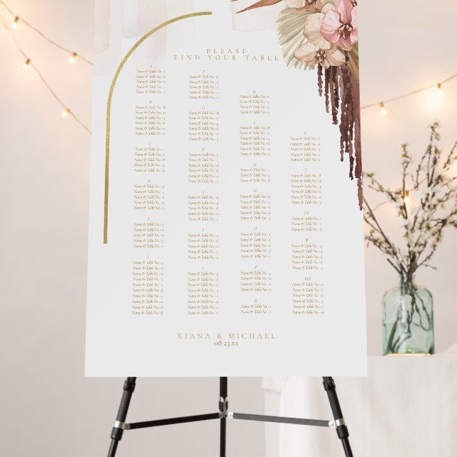 Boho Oasis Wedding Seating Chart ID959 Foam Board (In Situ (Stand))
