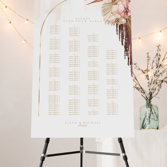 Boho Oasis Wedding Seating Chart ID959 Foam Board (In Situ (Stand))